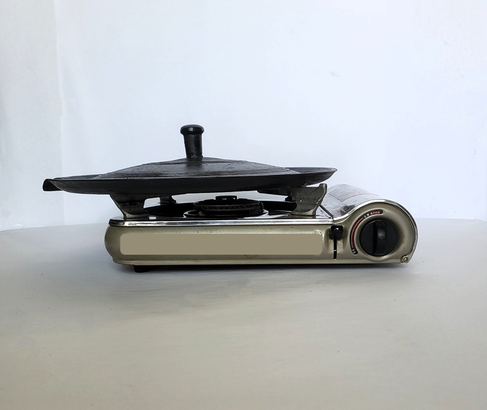 국산 길들인 무쇠 꼭지 솥뚜껑 구이판 [36cm]-삼각 기름구멍